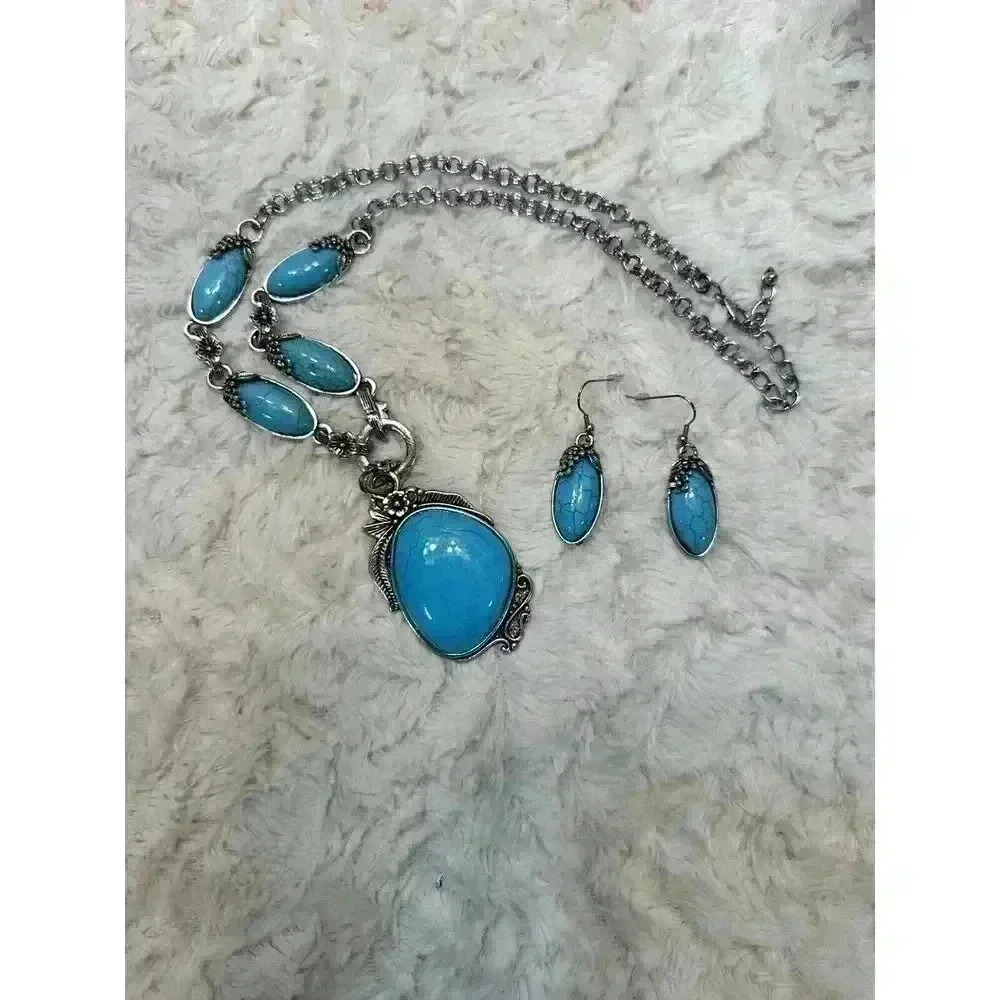 Western Coastal Festival Statement Cowgirl Necklace Earrings (290)